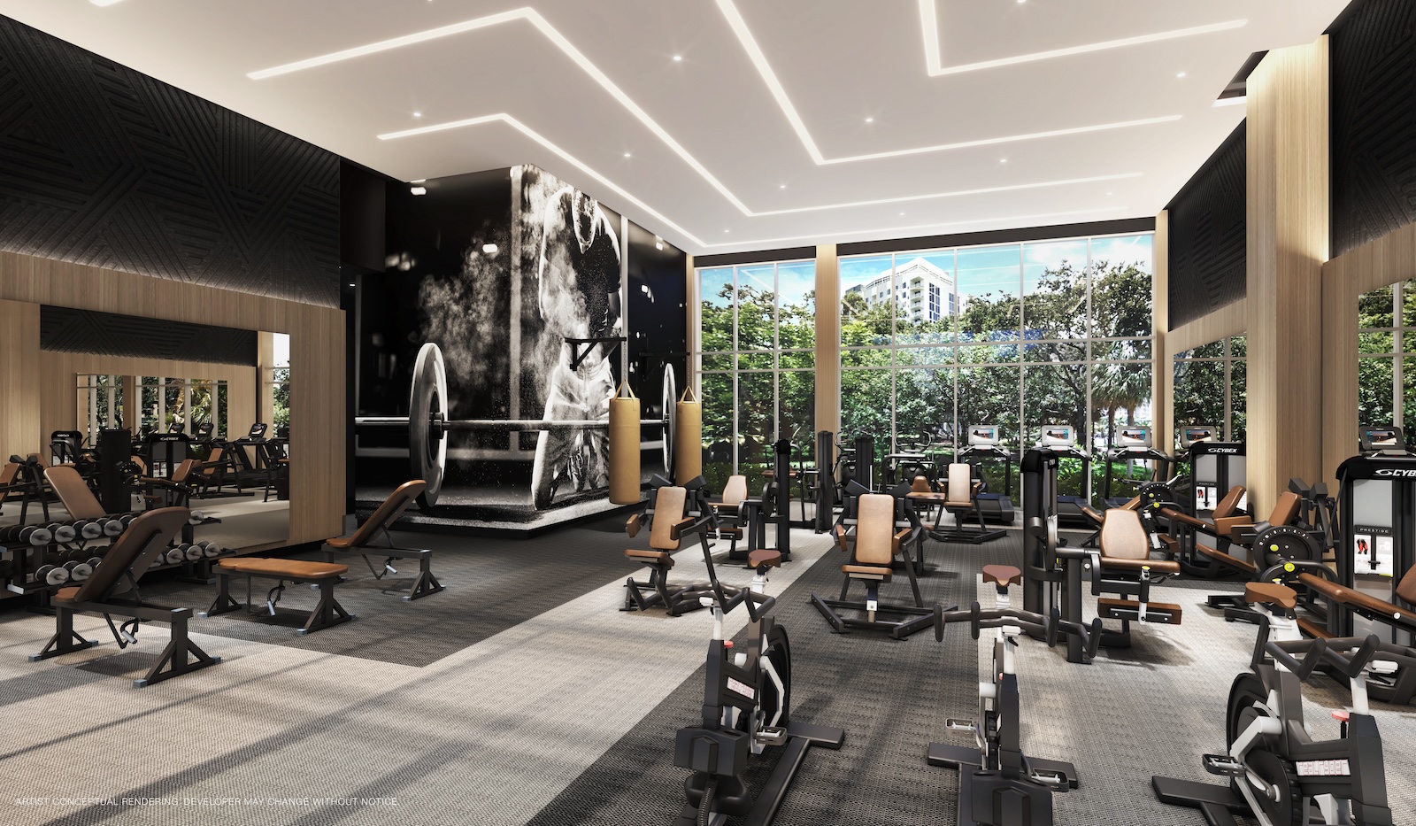 Gym and fitness centre at Sixth&Rio Downtown Fort Lauderdale's premier new construction development. 