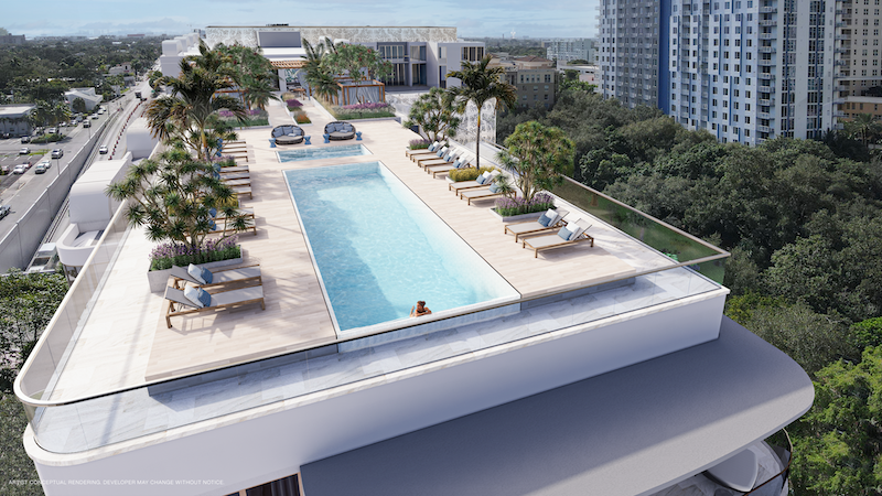 The infinity pool at Sixth&Rio Downtown Fort Lauderdale's premier new construction project. 