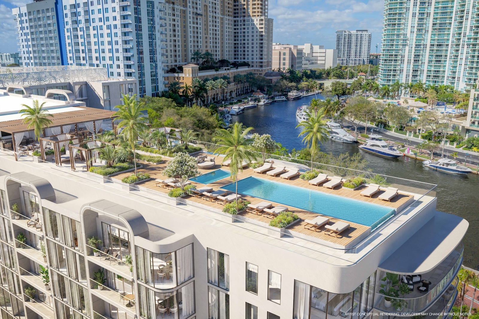 Aerial shot of Sixth&Rio Downtown Fort Lauderdale's premier new construction development. 